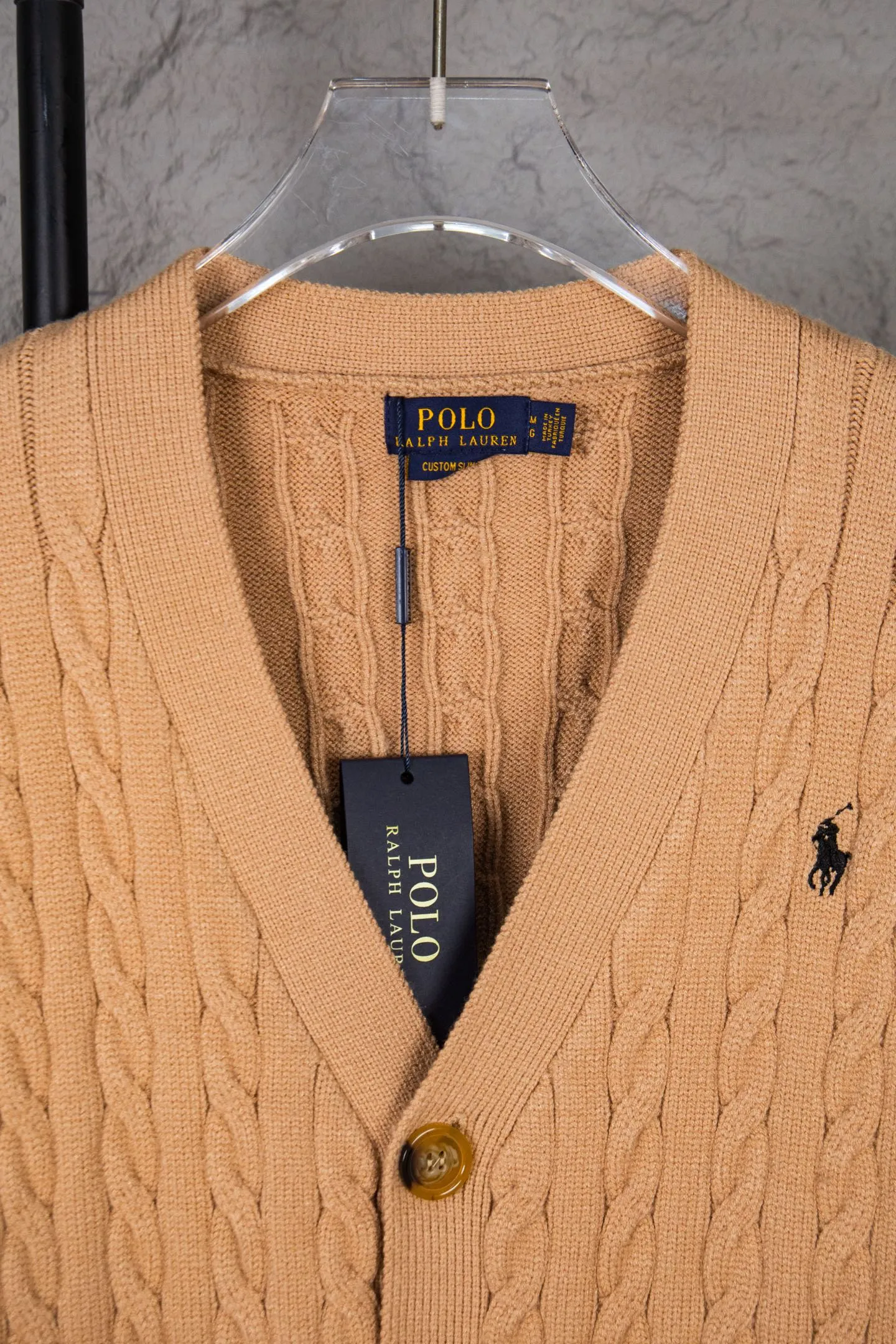 P260 2025SS Ralph Lauren Classic War Horse Small Label Twist Sweater Cardigan, the same style for men and women, this year's most popular half-zip series, made of 100% cotton material Color: Navy Blue White Gray Khaki Size: S M L XL